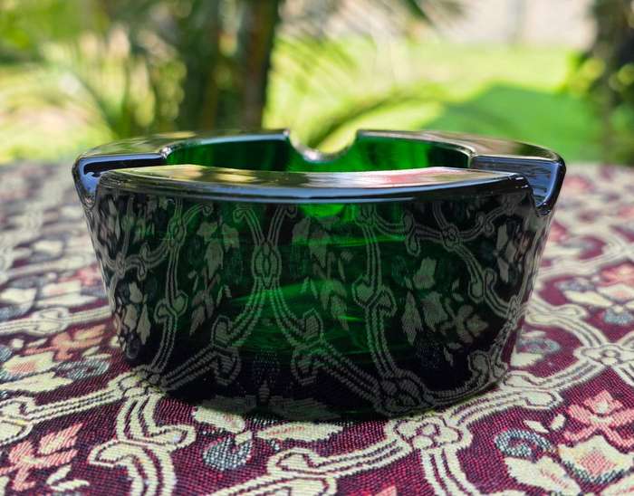 Pretty Green Glass - Mid Century Ashtray - Very Heavy and Solid