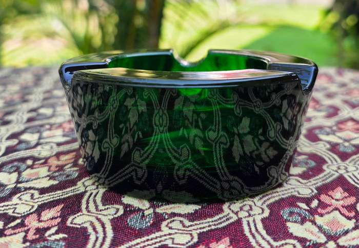 Pretty Green Glass - Mid Century Ashtray - Very Heavy and Solid