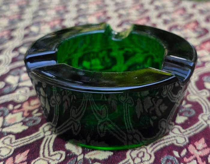 Pretty Green Glass - Mid Century Ashtray - Very Heavy and Solid