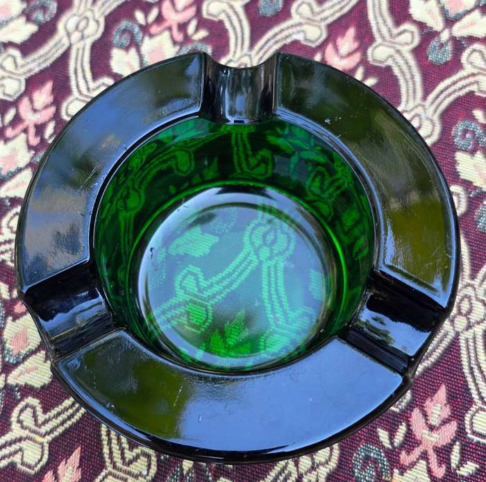 Pretty Green Glass - Mid Century Ashtray - Very Heavy and Solid