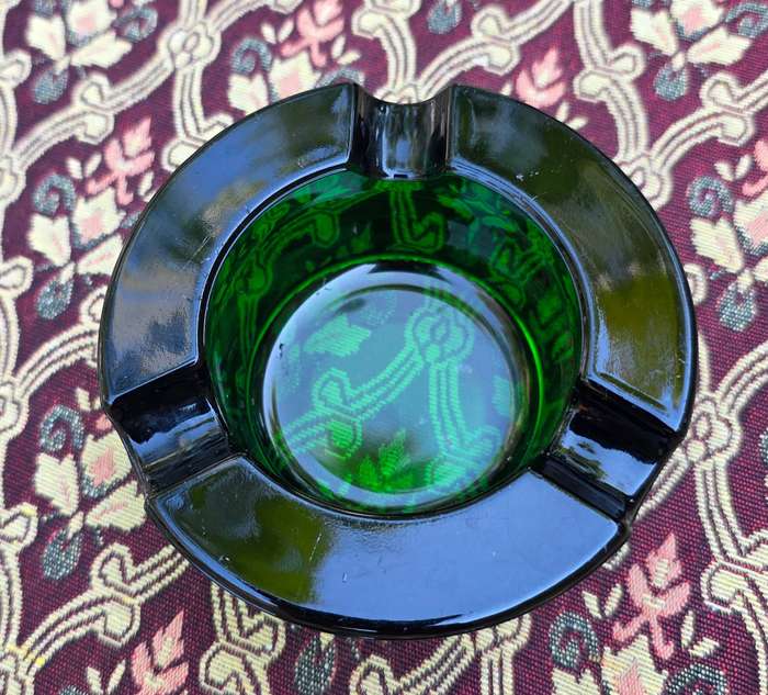 Pretty Green Glass - Mid Century Ashtray - Very Heavy and Solid
