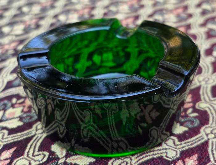 Pretty Green Glass - Mid Century Ashtray - Very Heavy and Solid
