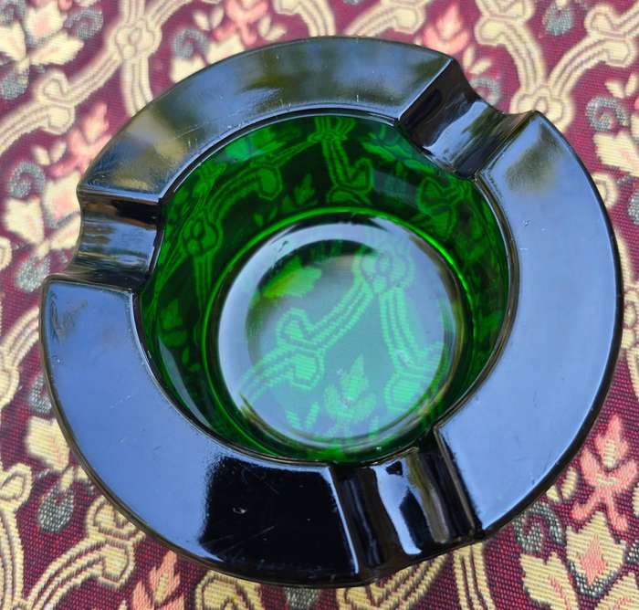 Pretty Green Glass - Mid Century Ashtray - Very Heavy and Solid