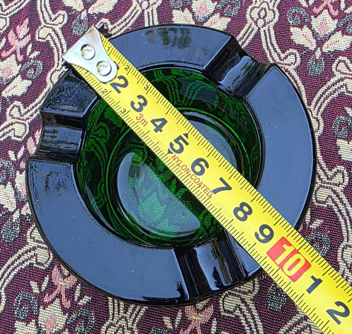 Pretty Green Glass - Mid Century Ashtray - Very Heavy and Solid