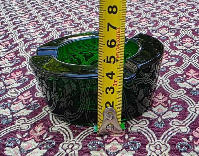 Pretty Green Glass - Mid Century Ashtray - Very Heavy and Solid