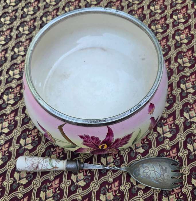 Vintage Salad Bowl with Spoon