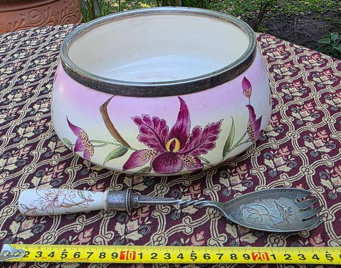 Vintage Salad Bowl with Spoon