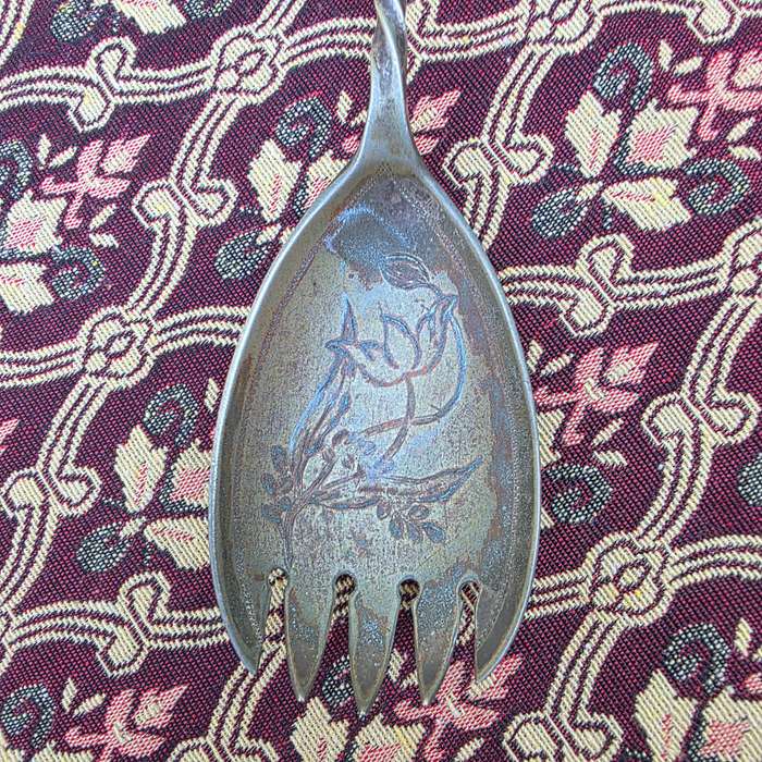 Vintage Salad Bowl with Spoon