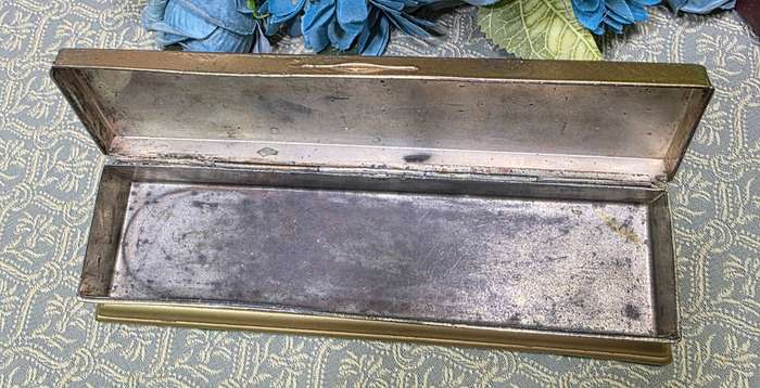 VINTAGE METAL PENCIL CASE/BOX | HEAVY | SOLID |