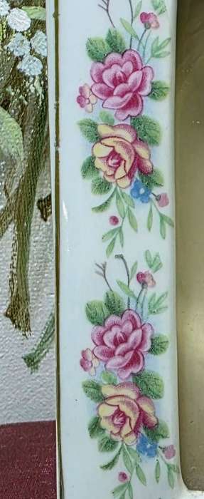 Vintage Porcelain Photo Frame with Floral Border