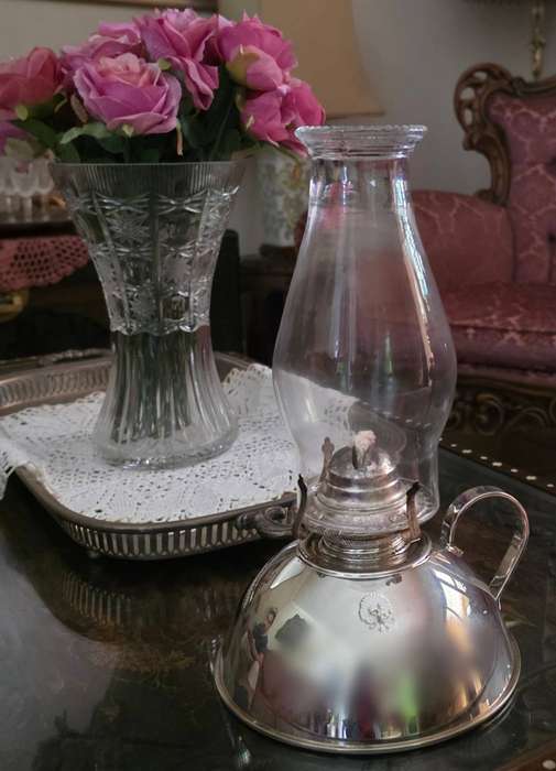 ULTRA RARE   - Silverplated Vintage oil lamp