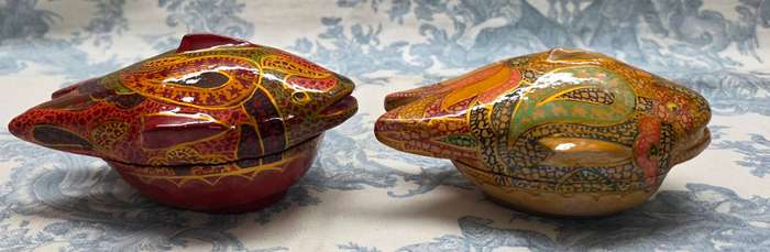 Set of 2 Papier-Mâché Fish Trinket Boxes