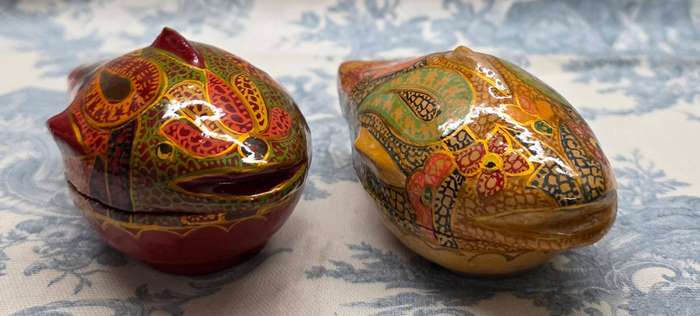Set of 2 Papier-Mâché Fish Trinket Boxes