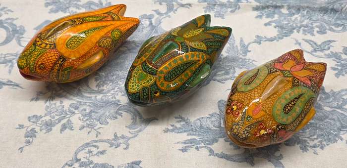 Set of 3 Papier-Mâché Fish Trinket Boxes