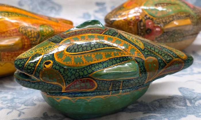 Set of 3 Papier-Mâché Fish Trinket Boxes