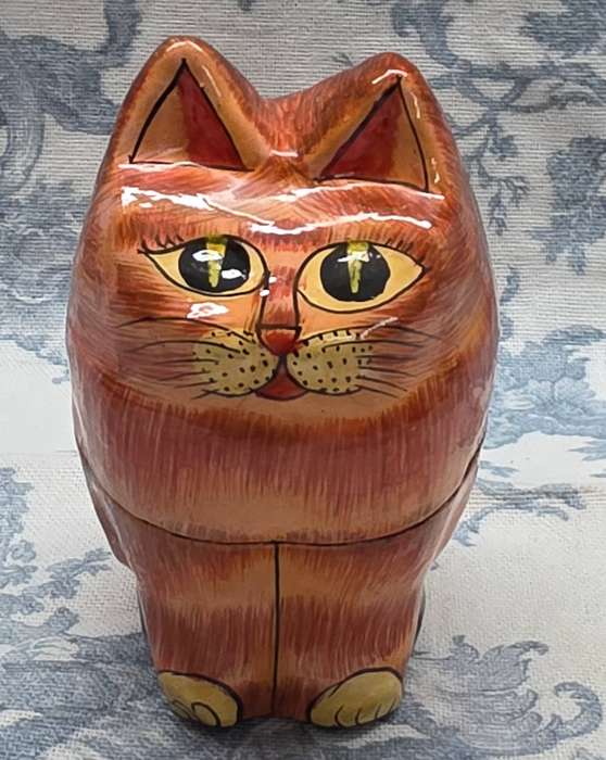 Papier-Mâché CAT Trinket Box