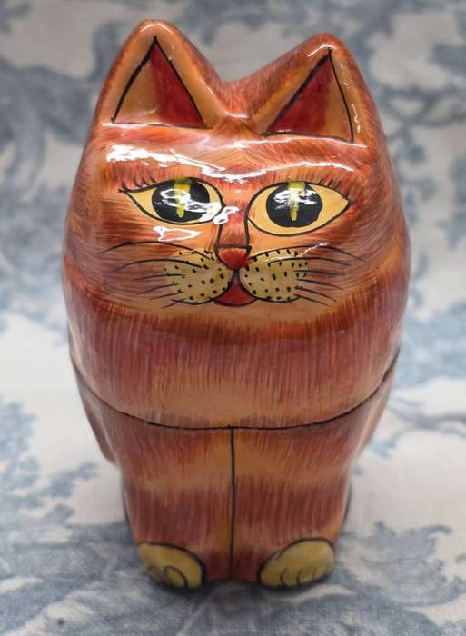 Papier-Mâché CAT Trinket Box