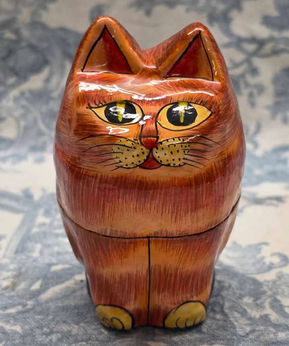 Papier-Mâché CAT Trinket Box