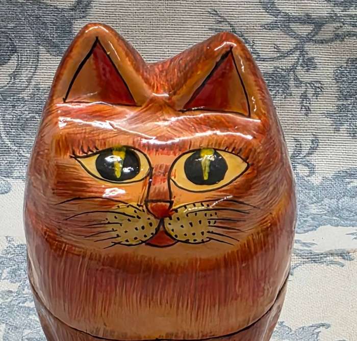 Papier-Mâché CAT Trinket Box