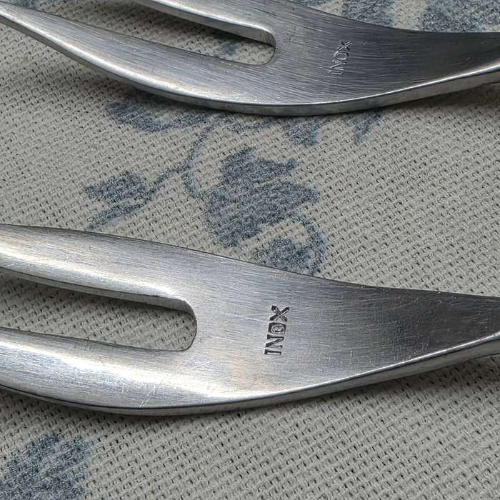 Set of 12 INOX Fondue Forks  Wooden Handles