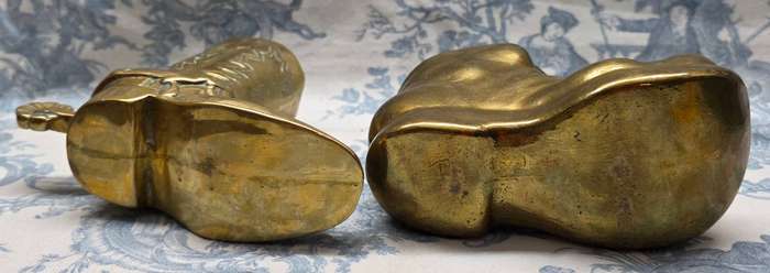 Solid Brass Footsteps  Vintage Boot & Shoe Duo
