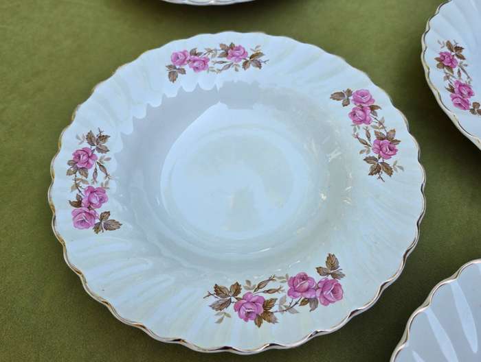 Set of 5 Myotts Fine White Ironstone Soup Bowls | England