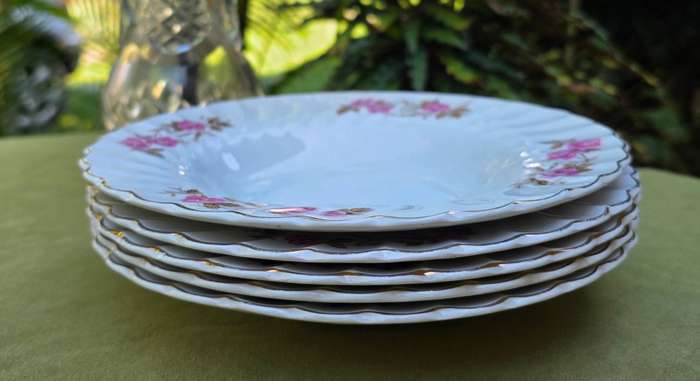 Set of 5 Myotts Fine White Ironstone Soup Bowls | England