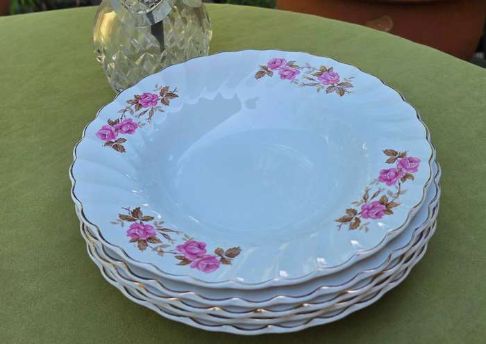 Set of 5 Myotts Fine White Ironstone Soup Bowls | England