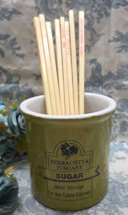 Olive Green Terra Cotta Container with Chopsticks