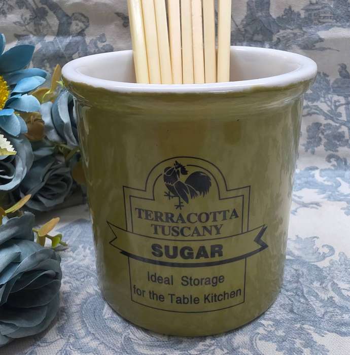 Olive Green Terra Cotta Container with Chopsticks