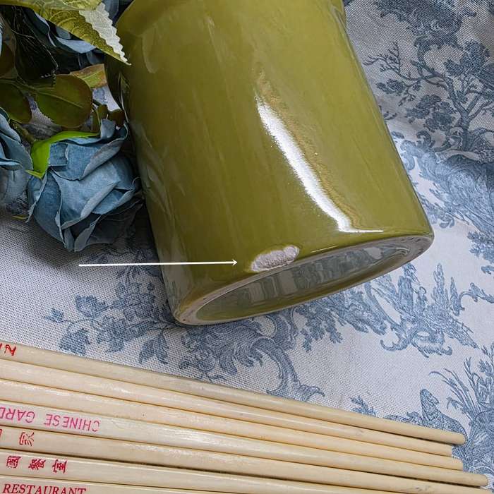 Olive Green Terra Cotta Container with Chopsticks