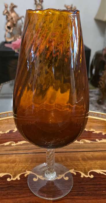 Vintage Amber Stemmed Glass/Vase