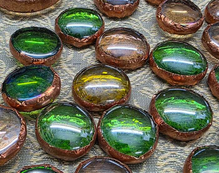Glass Pebbles with Copper Edge
