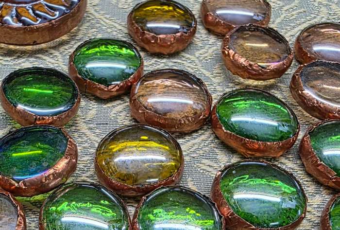Glass Pebbles with Copper Edge