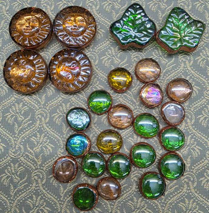 Glass Pebbles with Copper Edge
