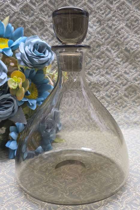 Smoky Grey Elegance  Vintage Glass Bar Decanter