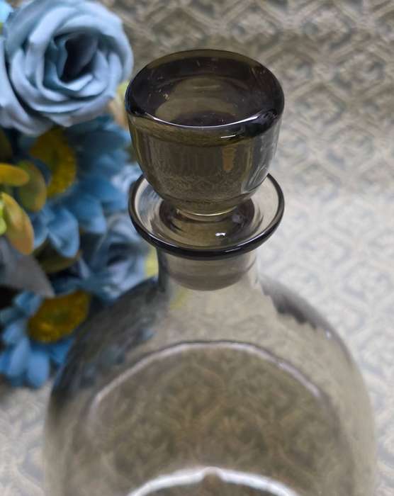 Smoky Grey Elegance  Vintage Glass Bar Decanter