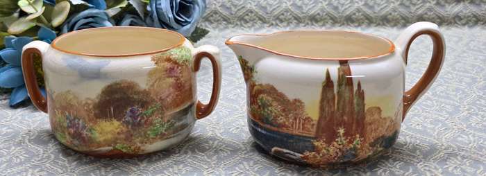 Royal Doulton Woodley Dale Sugar Bowl & Milk Pourer  England
