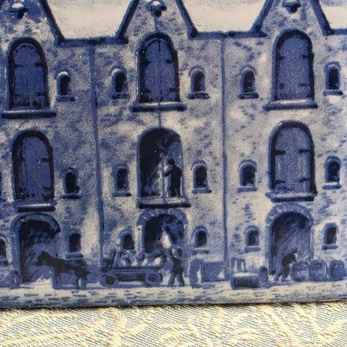 Share KLM Royal Dutch Airlines Business Class Blue White Ceramic Tile Vintage Item