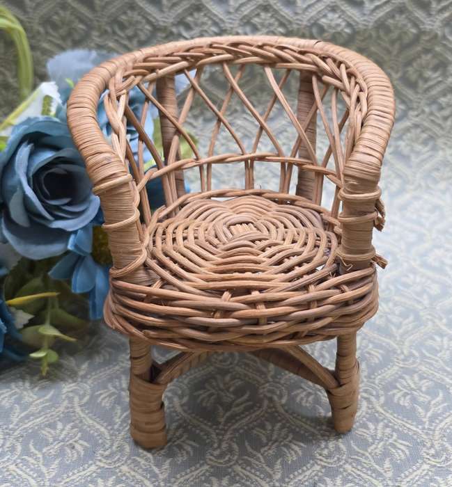 Vintage 1980s  Rattan Wicker Doll  Chair