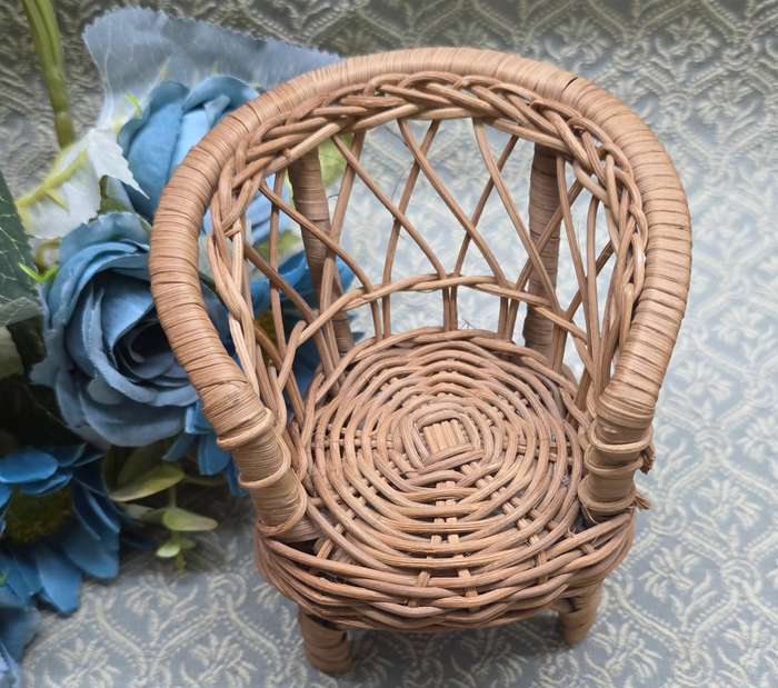 Vintage 1980s  Rattan Wicker Doll  Chair
