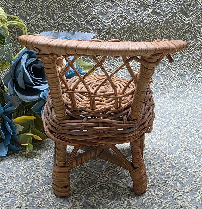 Vintage 1980s  Rattan Wicker Doll  Chair