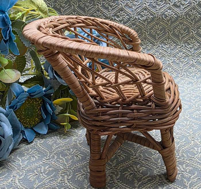 Vintage 1980s  Rattan Wicker Doll  Chair