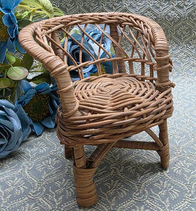 Vintage 1980s  Rattan Wicker Doll  Chair