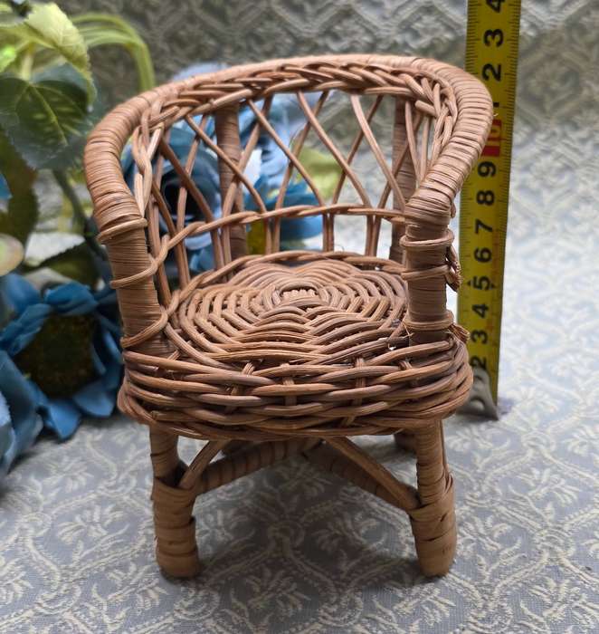 Vintage 1980s  Rattan Wicker Doll  Chair