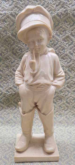 Vintage ARTAFINA Polyresin Boy with Pipe Figurine, 31 cm