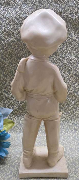 Vintage ARTAFINA Polyresin Boy with Pipe Figurine, 31 cm