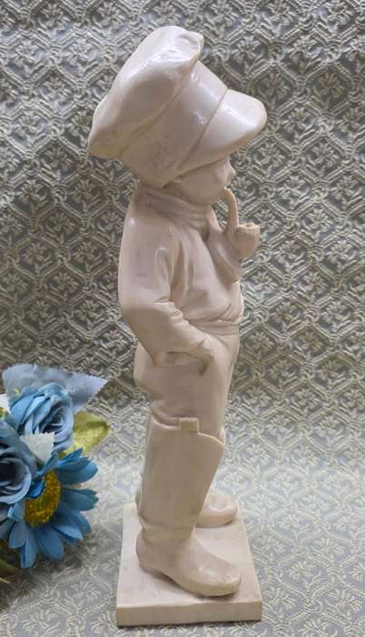 Vintage ARTAFINA Polyresin Boy with Pipe Figurine, 31 cm