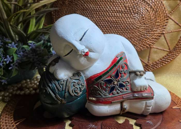 ORIENTAL boy and girl wood carving art sculpture