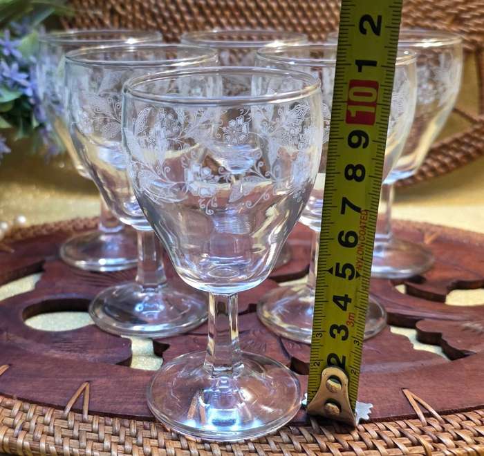 Attractive 19th century in acid-etched 6 Sherry Glasses